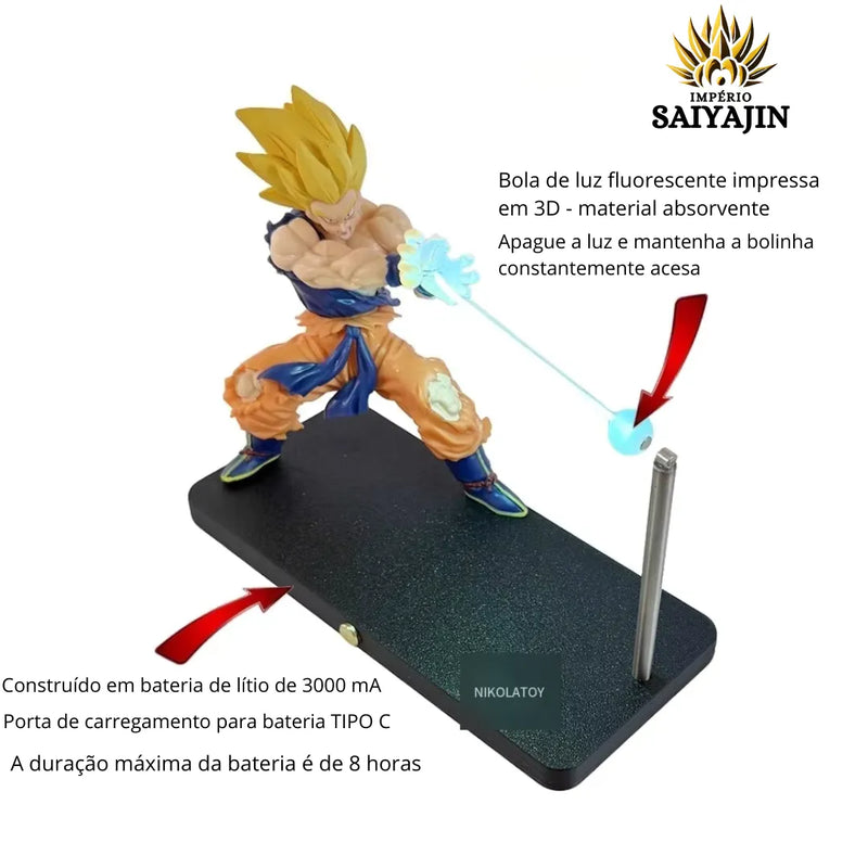 Goku Kamehameha – Led de Poder (Toque Magnético e Bola Fluorescente 3D) | Império Saiyajin