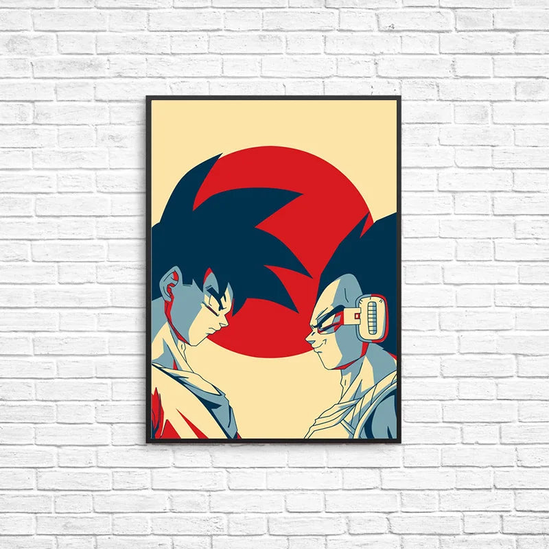 Goku e Vegeta se olhando em quadro
